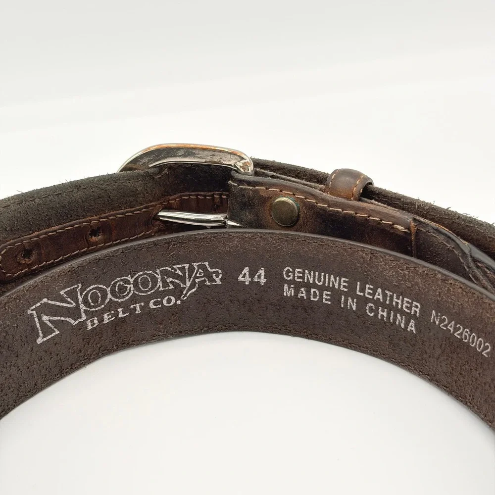 Nocona Belt Co Leather Belt 44 Western Brown Braided Silver Buckle Men's Women's